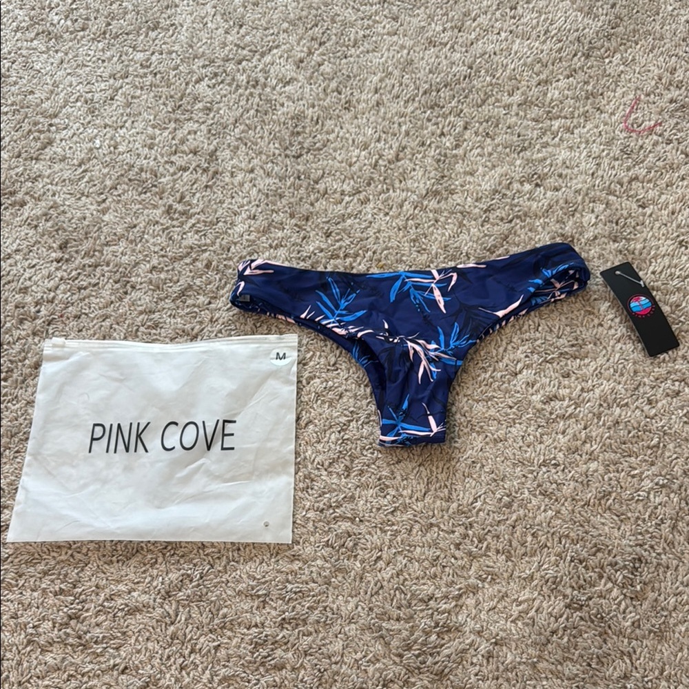 Pink Cove Blue Floral Bikini Bottom